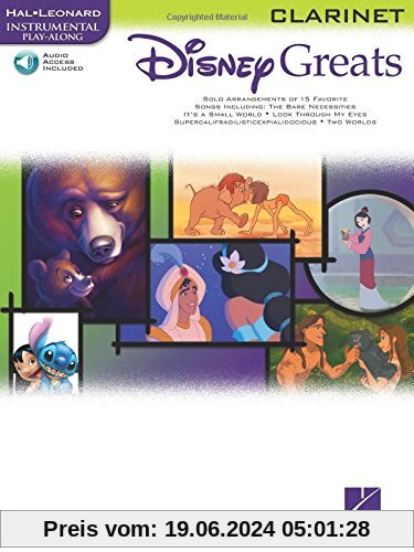 Disney Greats Clarinet Book/Cd Playalong: Sammelband, CD für Klarinette (Hal Leonard Instrumental Play-Along)